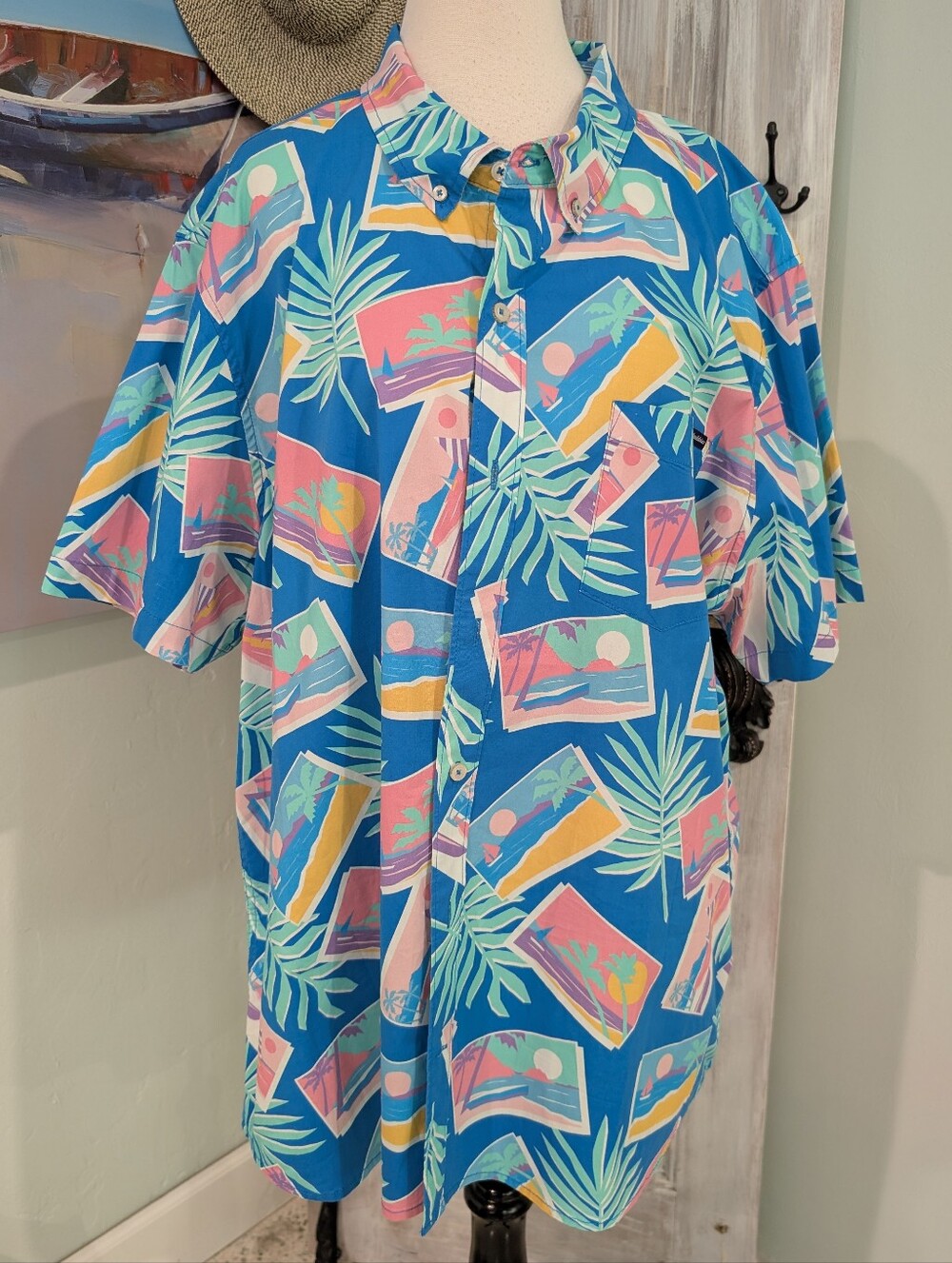 Chubbies Friday Blue Tropical Print Short-Sleeve Button-Up Shirt